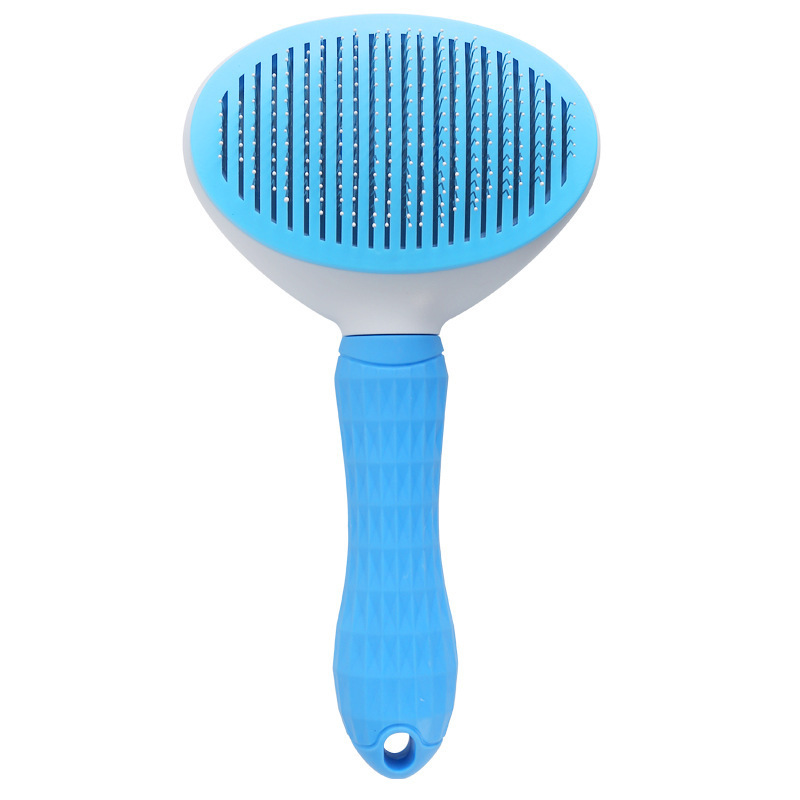 Custom Portable Gray Blue Pink Cat Self Cleansing Comb Care HairTick Remover Grooming Dog Pet Remover Massaging Animal Brush