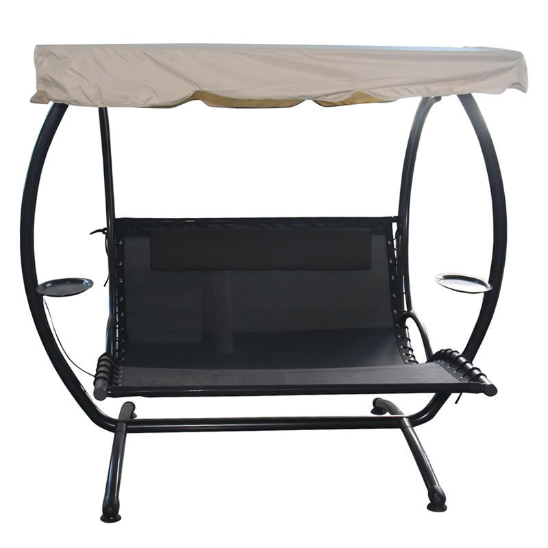 Hot Sale Big Swing Lounger Waterproof Double Hammock Rocking Lounger Chair Sun Bed with Canopy and Headrest