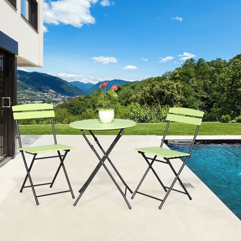 Wooden Weather Resistant Outdoor Furniture Sets 3-Piece Patio Bistro Set Folding Table and Chairs