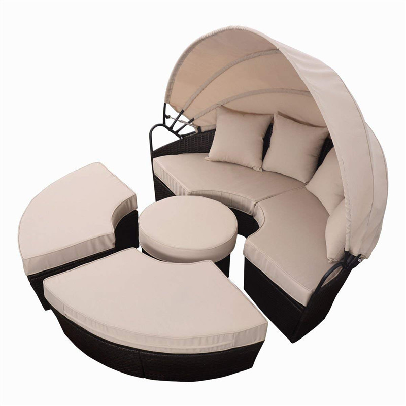 Outdoor patio sleeping daybed modern sofa set furniture with canopy cheap price outdoor furniture sunbed