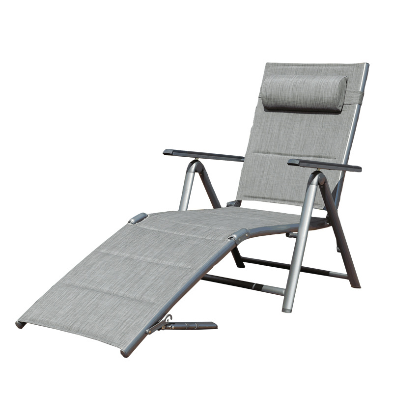 All Weather Luxury Aluminum  Portable Sun Chair 7 Positions Adjustable Daybed Outdoor Folding Chair