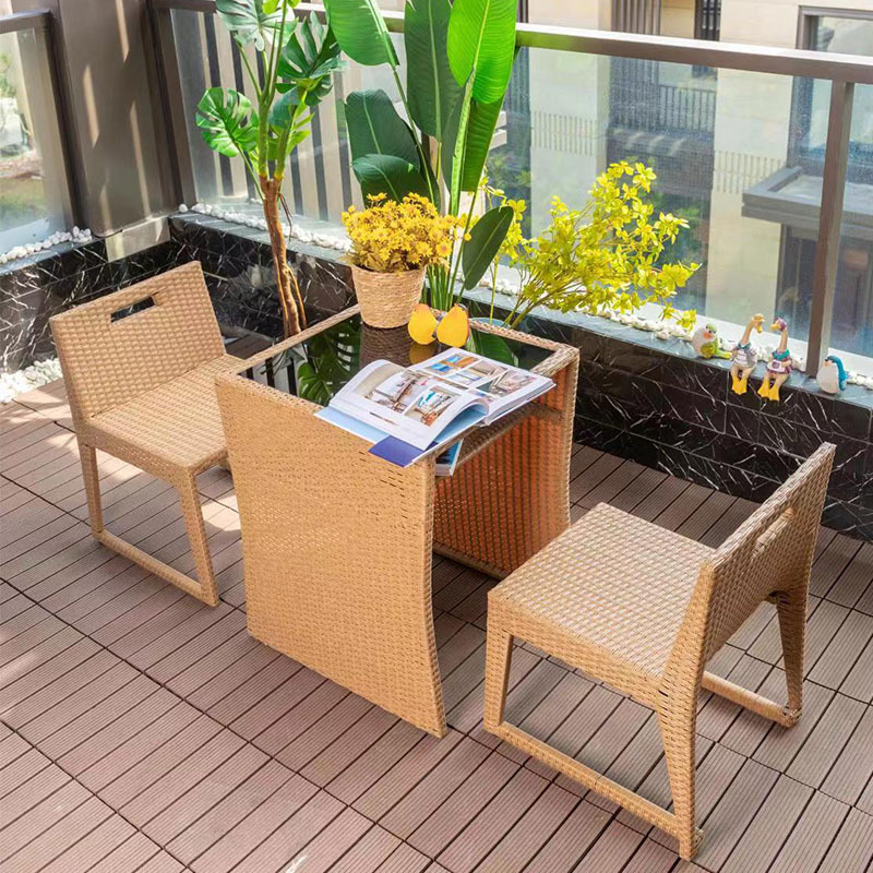 Space-saving rattan table and chair set with creative style seating for two people