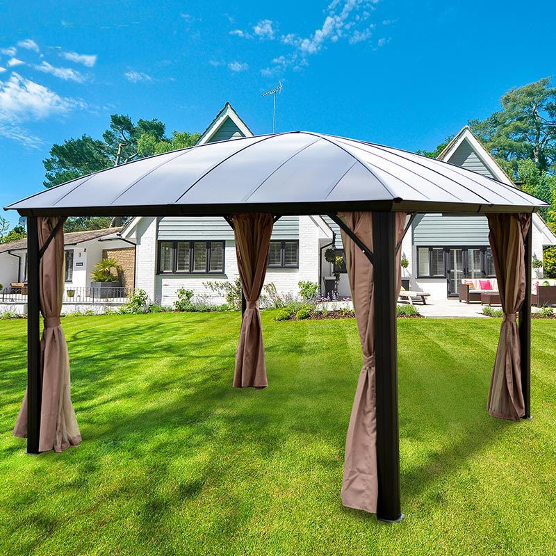 2-Tier Hip Roof Outdoor Gazebo Aluminum Patio Garden Gazebo Sun Shelter for Parties Commercial Activity