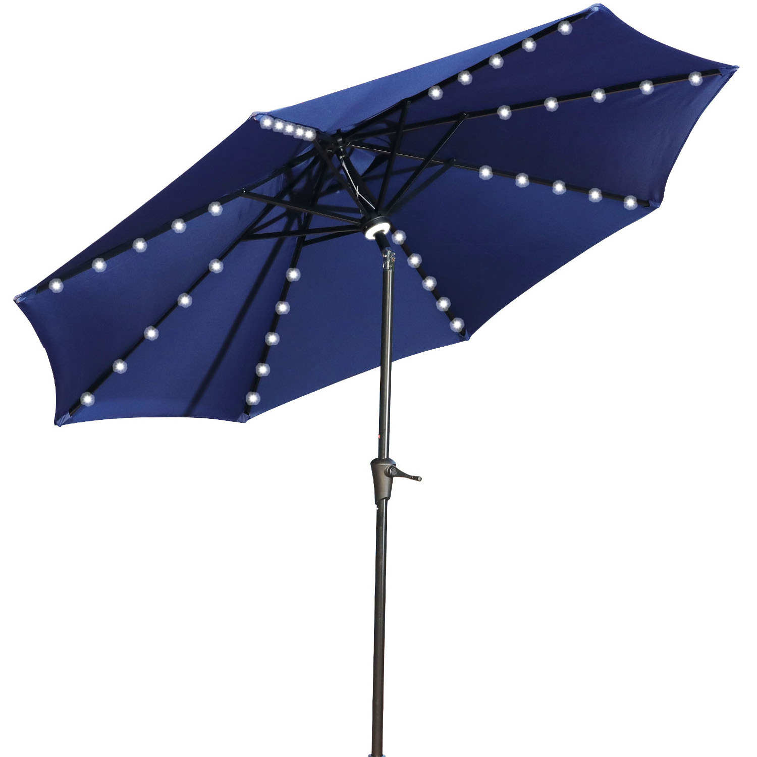 Aluminum Outdoor Umbrella Beach Sun Umbrella Garden Patio Umbrellas with Solar LED Lights and Tilt