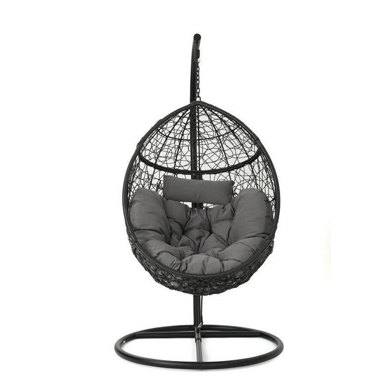 Outdoor Indoor Wicker Rattan Hammock Hanging Egg Swing Chair Porch Swing with Stand