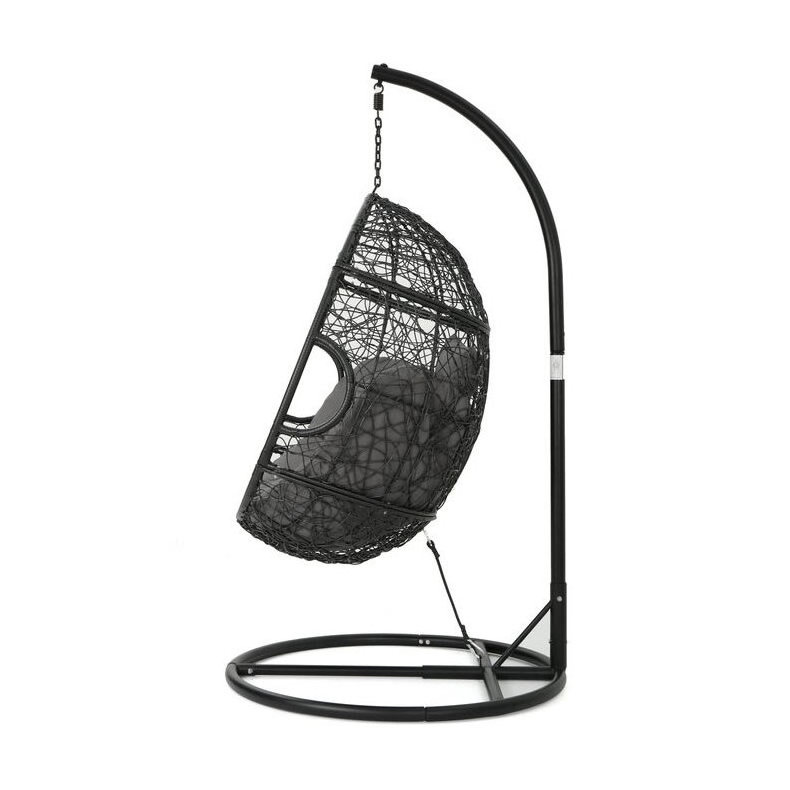 Outdoor Indoor Wicker Rattan Hammock Hanging Egg Swing Chair Porch Swing with Stand