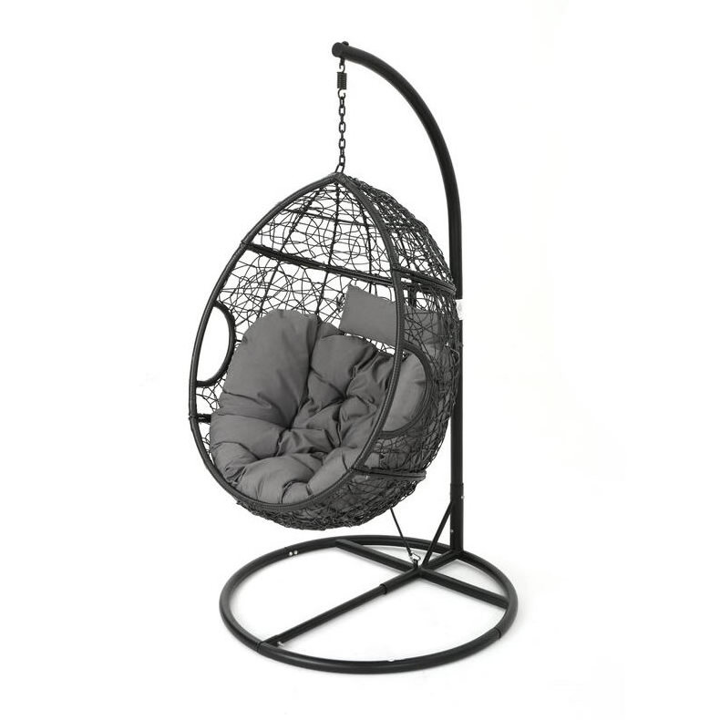 Outdoor Indoor Wicker Rattan Hammock Hanging Egg Swing Chair Porch Swing with Stand