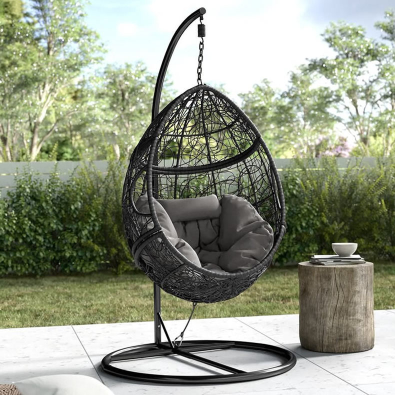 Outdoor Indoor Wicker Rattan Hammock Hanging Egg Swing Chair Porch Swing with Stand