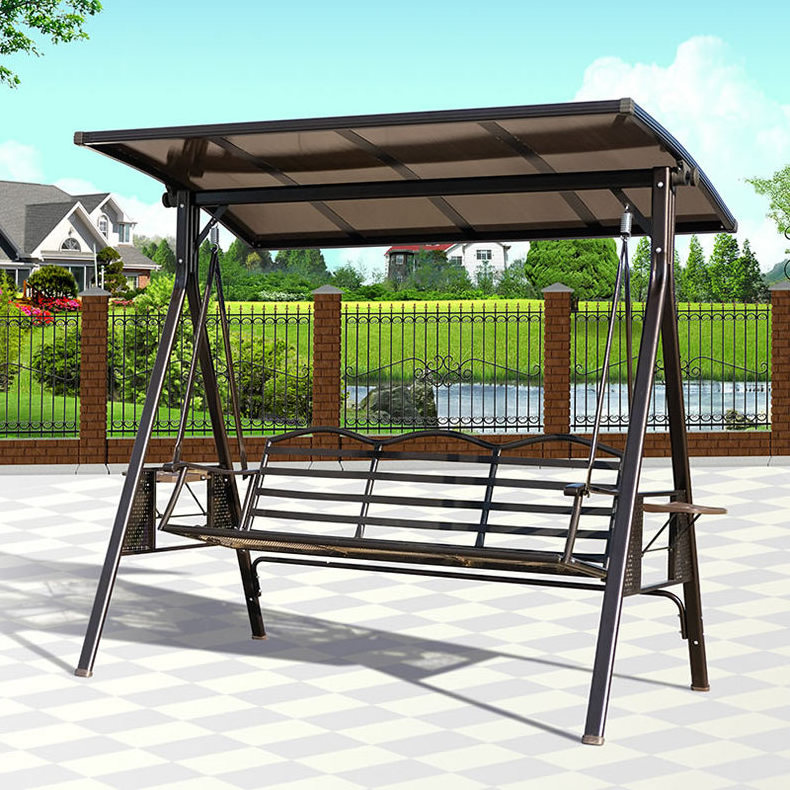 Deluxe Outdoor Garden Porch Swing Metal Patio Swing with Adjustable Tilt Canopy