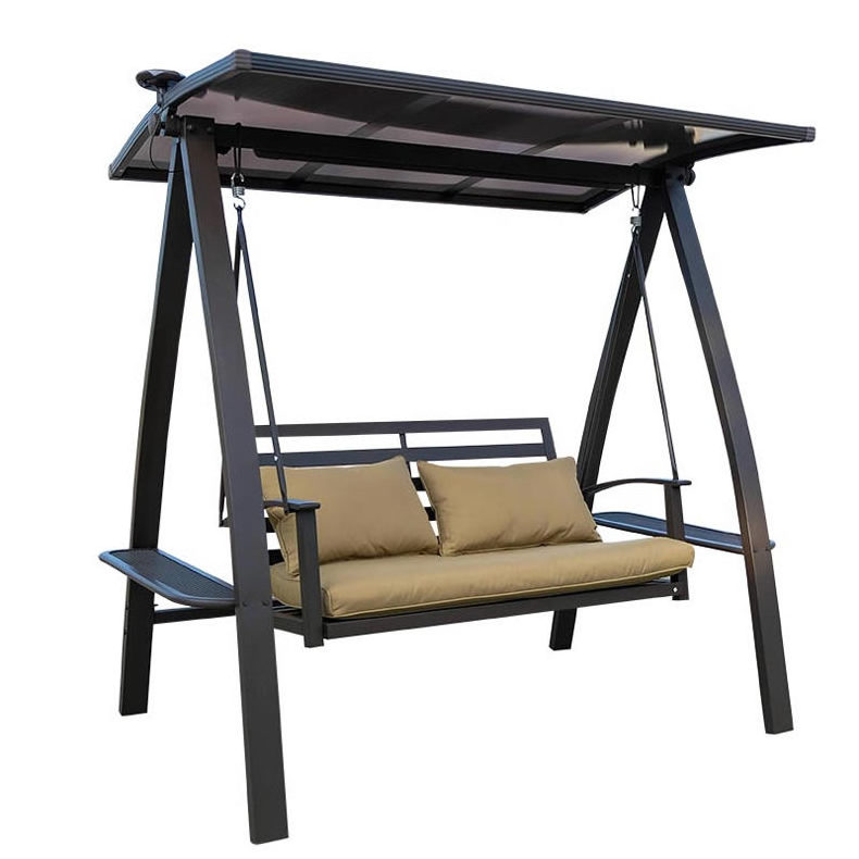 Factory Price Outdoor PVC Sun Visor Roof Patio Swing Chair Hanging Solar Swing Chairs Led Swings