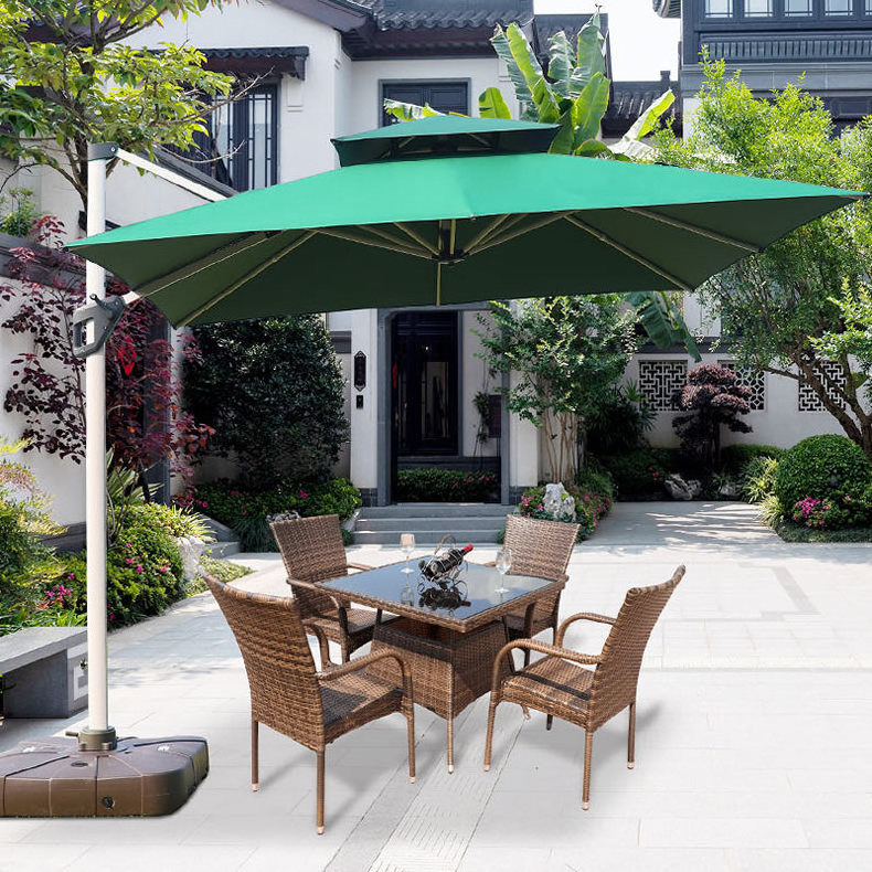 Outdoor Square Umbrella Large Cantilever Umbrella Garden Double Canopy Umbrella