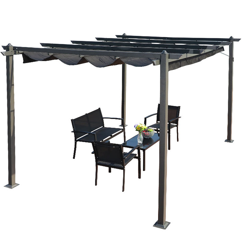 Aluminum Outdoor Retractable Canopy Grape Trellis Pergola Canopy Pool Garden Patio Gazebo