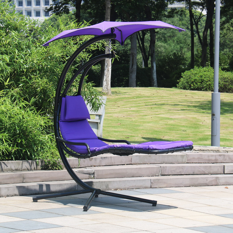 Ergonomically Shaped Relaxing Swings Outdoor Hammock Swinging Chair Hanging Lounger Chair with Adjustable  Sun Canopy