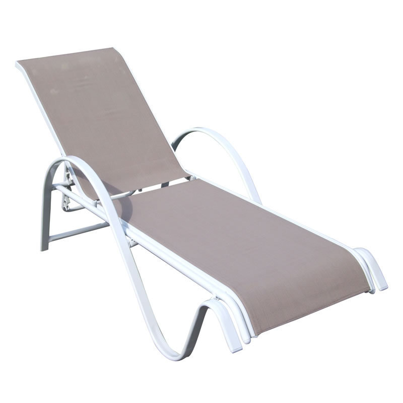 Outdoor Aluminum Chaise Lounge Chair Adjustable Sun Lounger Waterproof Recliner Lounge Outdoor Beach Sunbathing