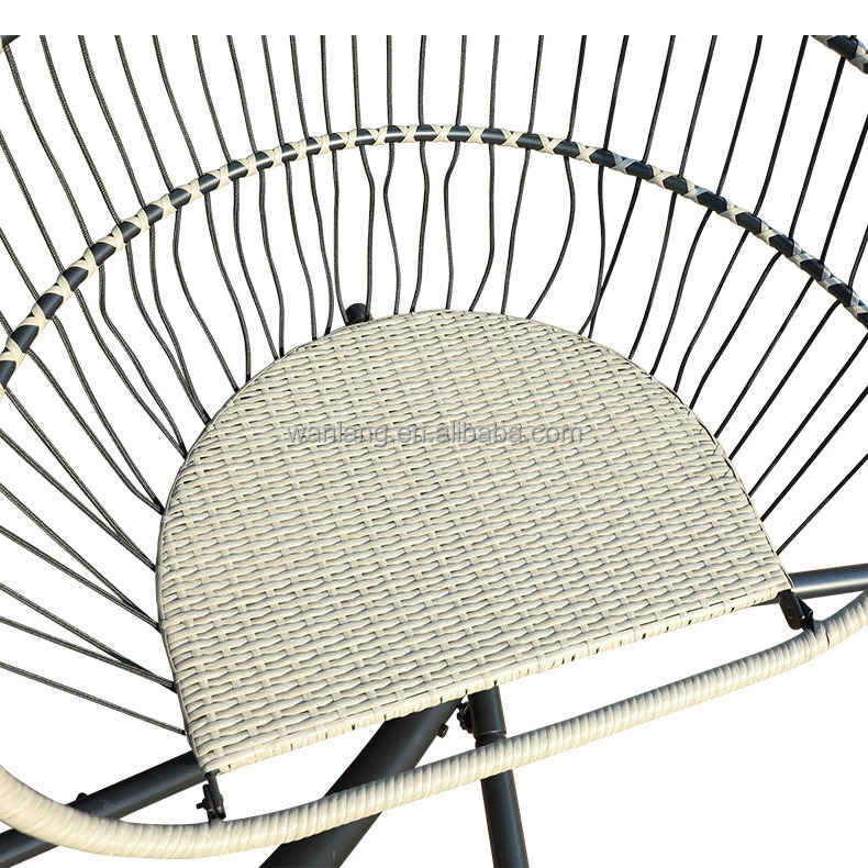 C Type Bracket Outdoor Hanging Hammock Rattan Foldable Egg Swing Chairs with Removable Cushion and Pillow