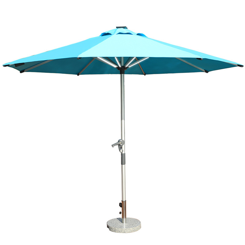 Wholesale 10ft Large Solar-powered Patio Umbrella Aluminum Commercial Umbrellas outdoor For Restaurant Pool Beach Hotel