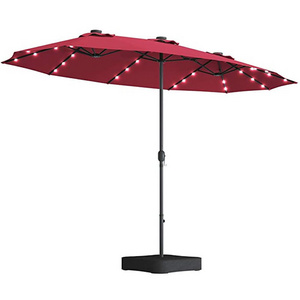 Large Outdoor Automatic Patio Double Sun Parasol Umbrella with Solar LED Light Double-sided Patio Umbrella Solar Umbrella Lights