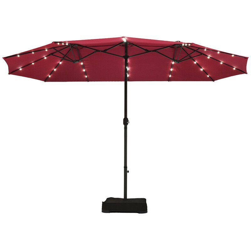 Large Outdoor Automatic Patio Double Sun Parasol Umbrella with Solar LED Light Double-sided Patio Umbrella Solar Umbrella Lights