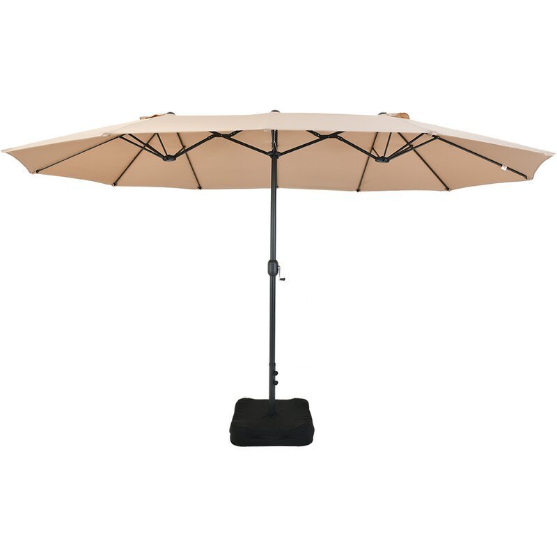 15ft Outdoor Market Extra Large Umbrella Commercial  Parasol Double-Sided Patio Umbrella with Crank Handle for Garden