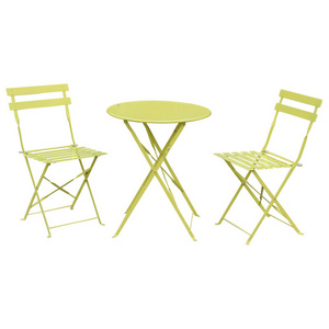 Patio Balcony Furniture Set Metal Frame 3-Piece Patio Bistro Set Folding Table and Chair