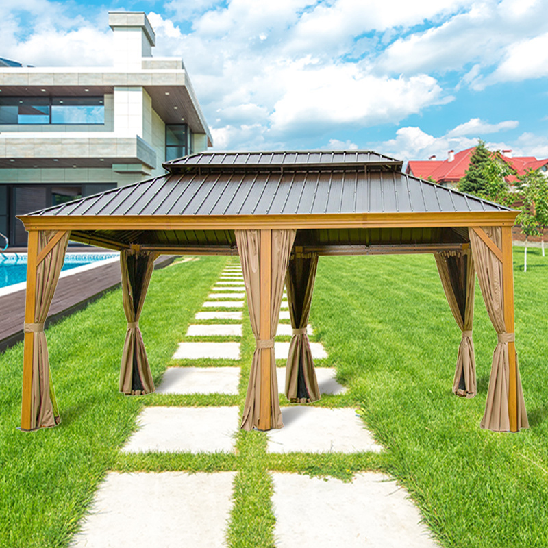 Waterproof Aluminium Outdoor Pavilion Pergola Modern Sunroom Tent Garden House Thatched Tent Canopy Roof Gazebo