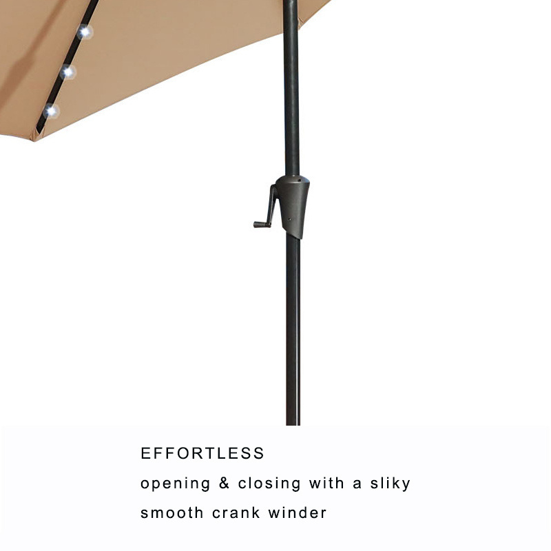 Outdoor LED lights Umbrellas  Patio  Umbrella with  Push Button Tilt and Crank