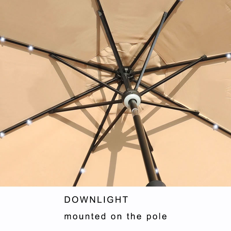 Outdoor Garden Umbrella  9 FT Solar Umbrella LED Lighted Table Market Umbrella with Tilt and Crank