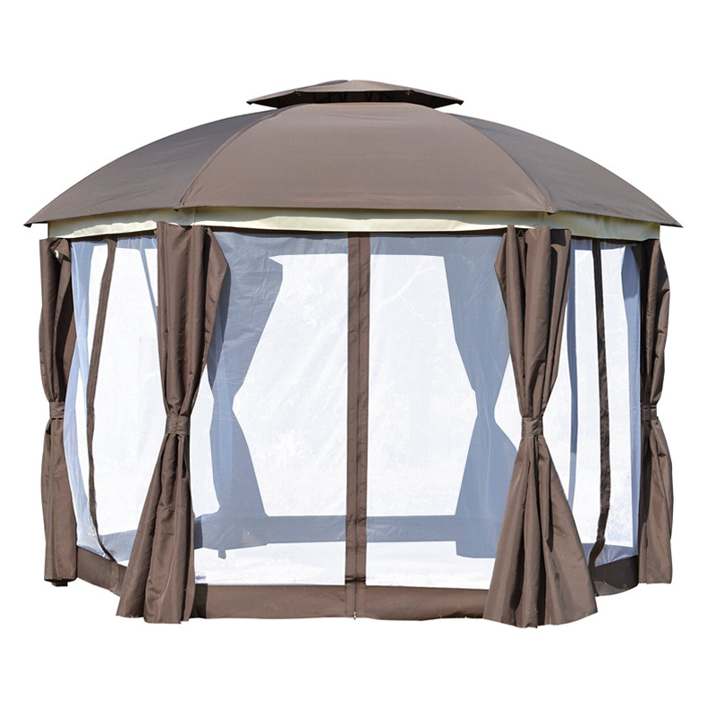 Patio Easy To Open Portable Folding Gazebo Round Up Steel Frame Outdoor Furniture Garden Gazebo With Sidewall and Net