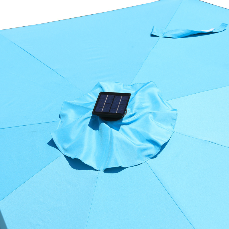 Outdoor Garden Patio Solar Power LED Roman Umbrella Adjustable Ribs Easy to Pop Up Patio Umbrella with Crank Courtyard