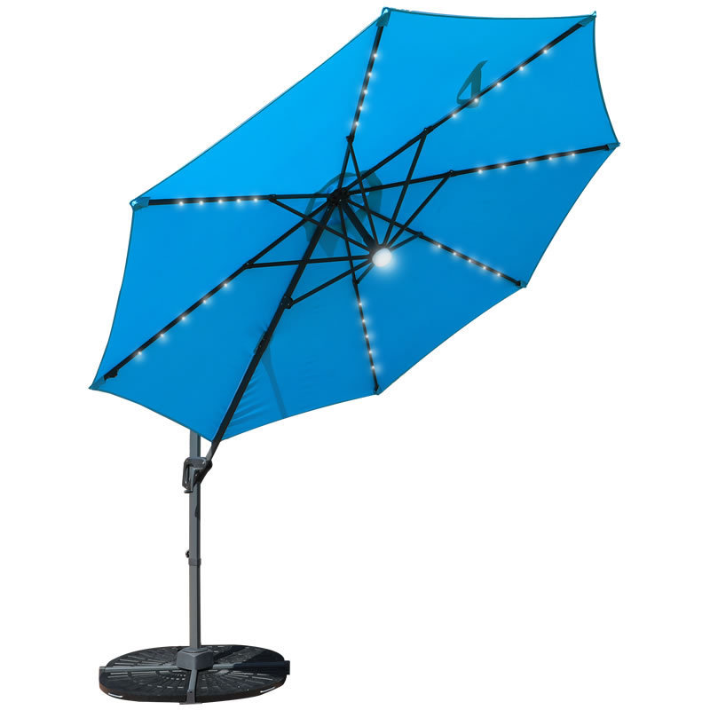 Outdoor Garden Patio Solar Power LED Roman Umbrella Adjustable Ribs Easy to Pop Up Patio Umbrella with Crank Courtyard