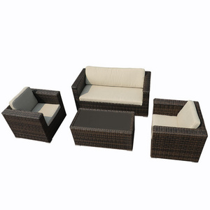 Factory Direct Selling Rattan Customized Sofa Set Sectional 4 Pieces Wicker Aluminum Frame Outdoor Furniture Sofa Set