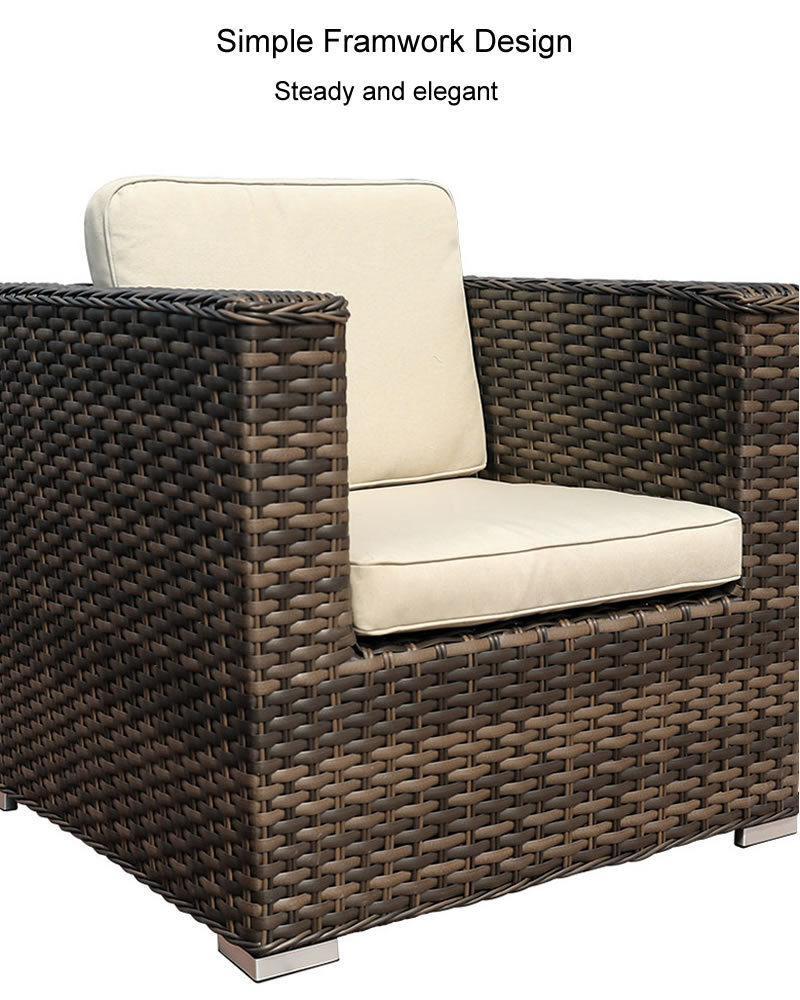 Outdoor Garden Patio Furniture Set 4 Pieces Modern Style Rattan Wicker Sofa Set Couches with Tea Table for Courtyard