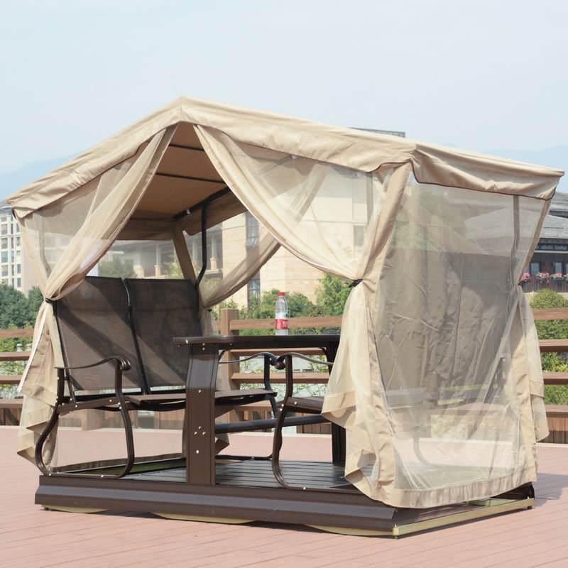 Excellent Quality Multifunction Swings Outdoor Gazebo Rocking Swing Chair and Table 4 Person with Canopy and Netting