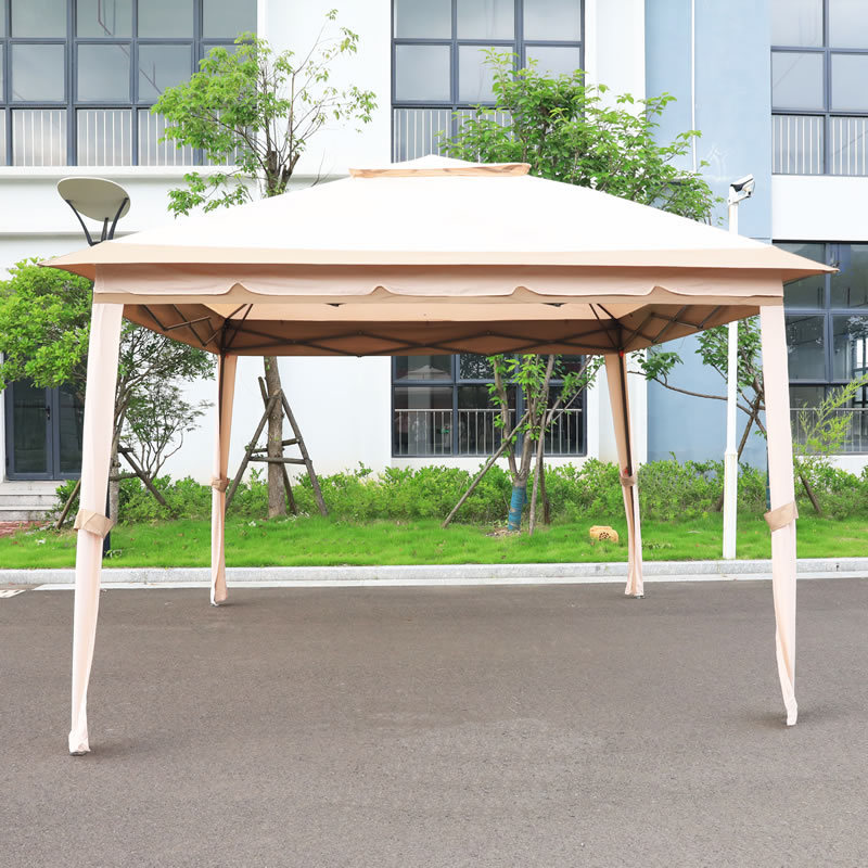 Outdoor Gazebo Tents Ventilation Double Roof Patio Gazebos with Mosquito Netting and Curtains