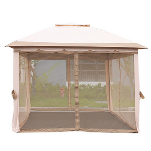 Outdoor Gazebo Tents Ventilation Double Roof Patio Gazebos with Mosquito Netting and Curtains