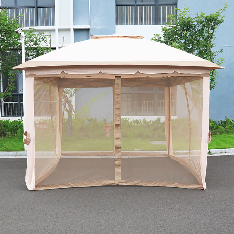 Outdoor Gazebo Tents Ventilation Double Roof Patio Gazebos with Mosquito Netting and Curtains