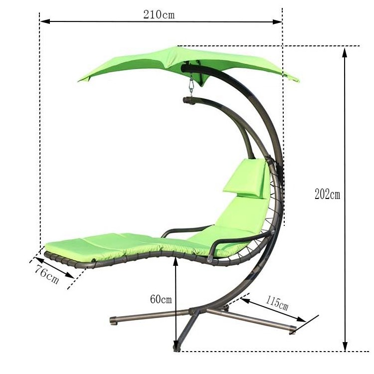 Heavy Duty Lounge Chair Metal Sling Hanging Chair with Padded Cushion With Canopy