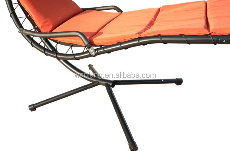 Heavy Duty Lounge Chair Metal Sling Hanging Chair with Padded Cushion With Canopy