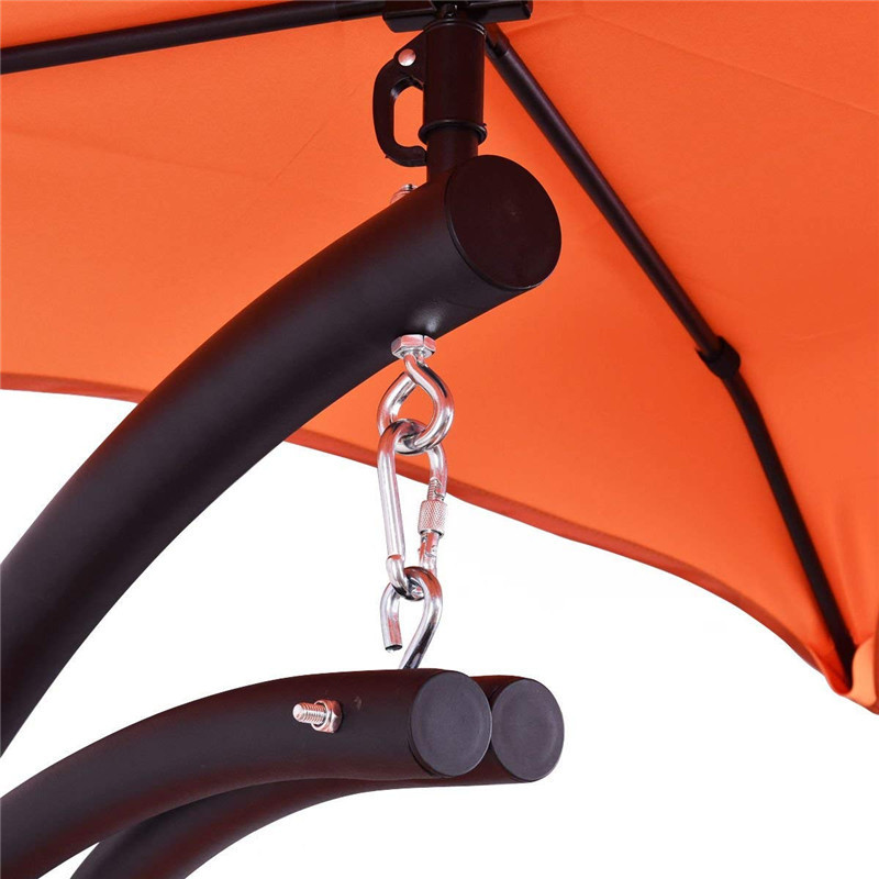 Heavy Duty Lounge Chair Metal Sling Hanging Chair with Padded Cushion With Canopy