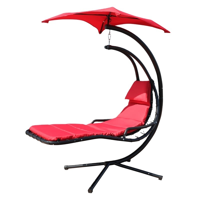 Heavy Duty Lounge Chair Metal Sling Hanging Chair with Padded Cushion With Canopy