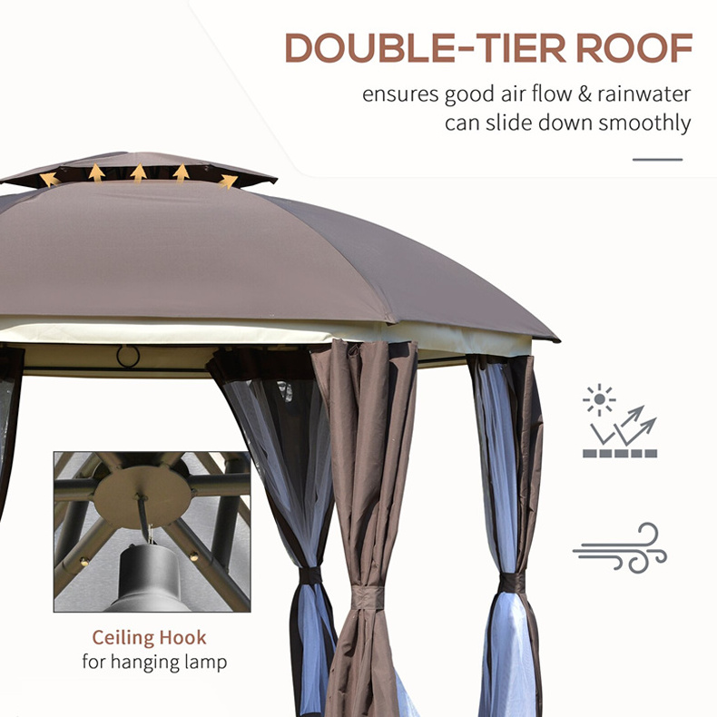 Outdoor Patio Gazebo with Screens Aluminum  Rectangle Gazebo with Privacy Curtains