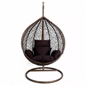 Indoor and Outdoor Luxury PE Rattan Swing Chair Weather Resistant Egg Hanging Chair with Stand