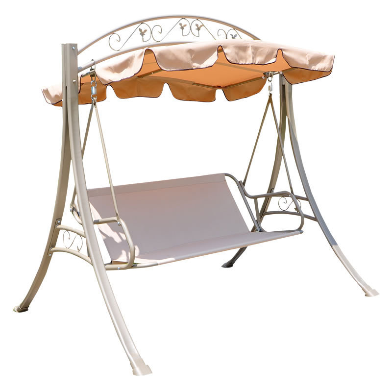 Outdoor 3 Seats Garden Patio Metal Frame Swing Chair with Cushion