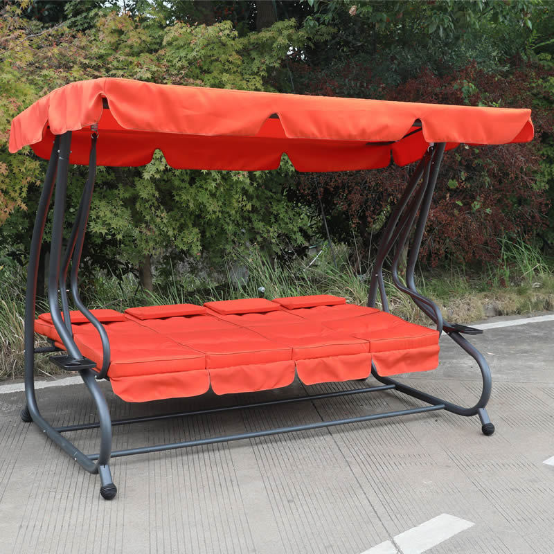 Hot Sell High Quality 4 seat Garden Swings Multi-functional Swing Daybed Outdoor Hanging Swing Bed with Toss Pillows