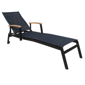 Outside reclining foldable outdoor sun lounger with armrest for adults beach sunbathing outdoor reclining sun lounger