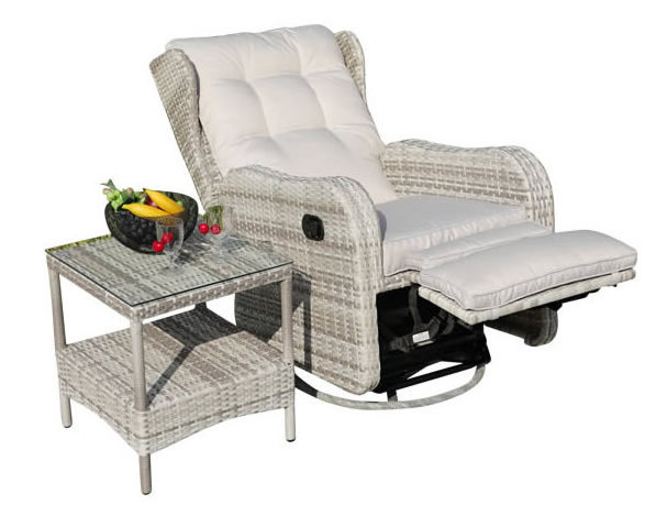 Luxury Outdoor Adjustable Recliner Footrest  Garden Furniture From Rattan Garden Sofas  Rattan Chair With Clamping Cylinder,