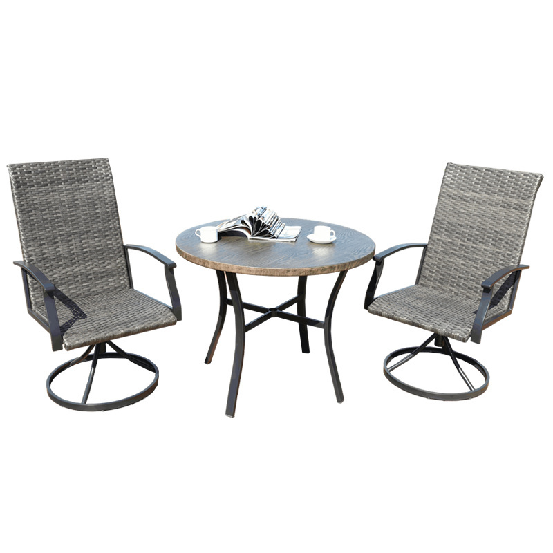 Hot Sale All Weather 5-piece Outdoor Dining Set with Swivel Chairs and Wood Pattern Table for Patio Garden Backyard Restaurant