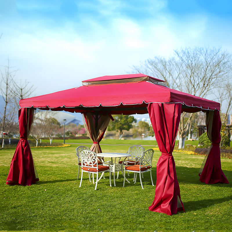 Modern Design 10 x 10 Big Size Outdoor Tent Pergola Aluminum Folding Gazebo with Net Walls for Family Reunions, Party,Wedding