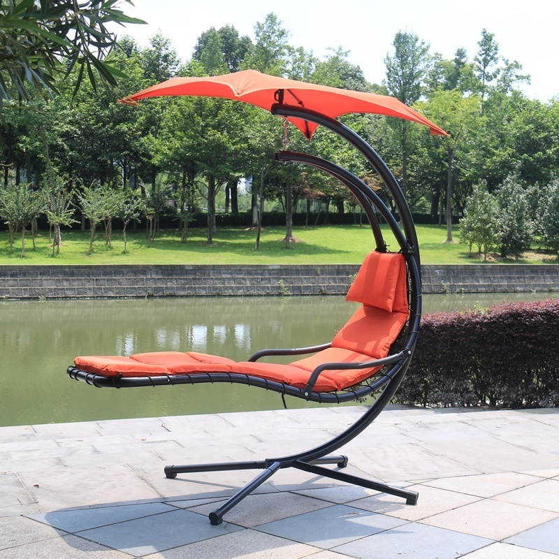 Patio Hanging Chaise Lounger Chair Garden Hammock Swing with Stand  with Cushion