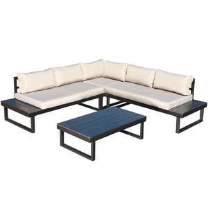 Metal  Sofa Set  with Pad Cushion 2  double seats Sofa  1 Corner Sofa 1 Coffee Table